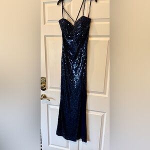 Niteline Strapless Midnight Blue Sequin Dress